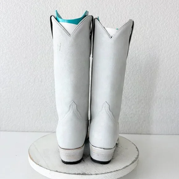 Lane Boots EMMA JANE White Suede Cowboy Western Cowgirl Mid Calf Snip Toe 8.5 - Picture 5 of 13